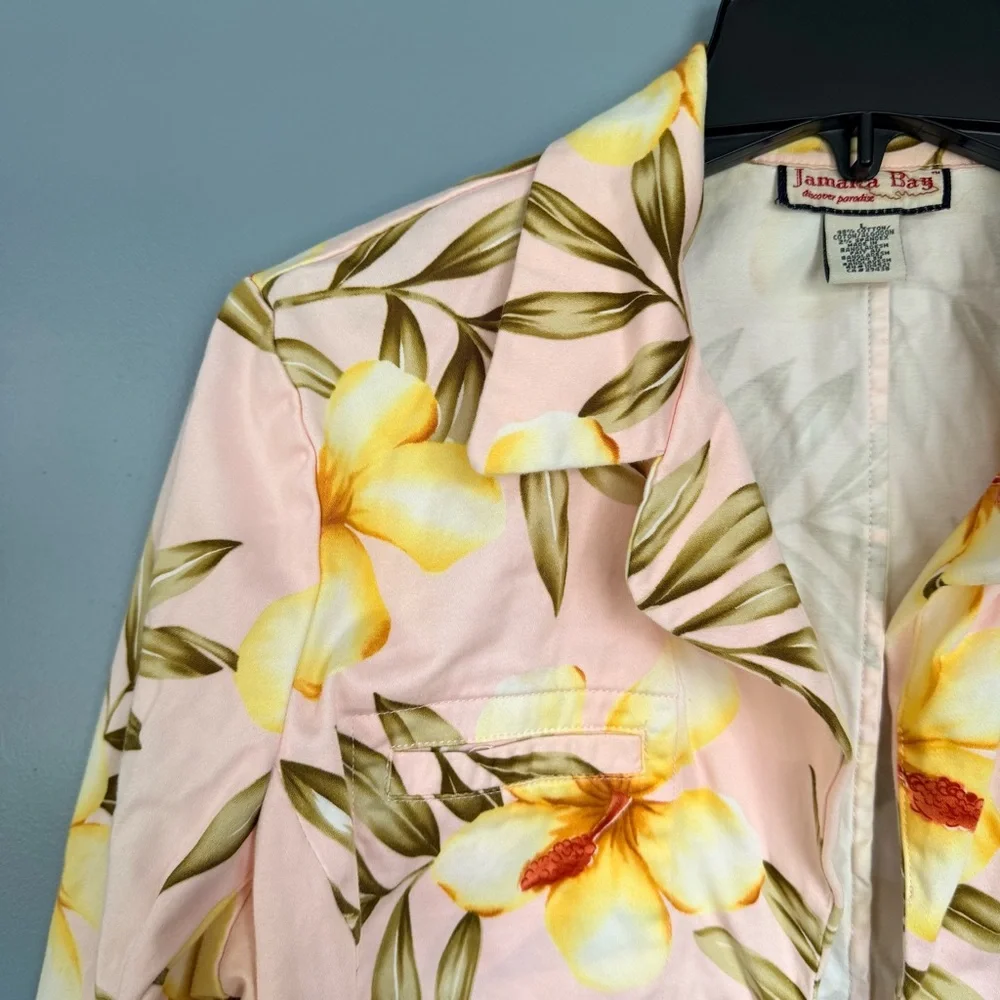 Jamaica Bay Floral Pink Cotton Blazer Jacket Large - Picture 3 of 9